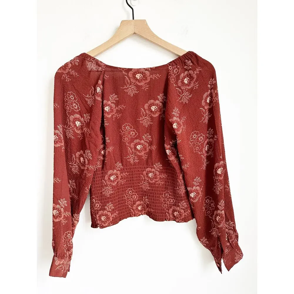 NWOT Madewell Preston Puff-Sleeve Top in Letterpress Floral XS